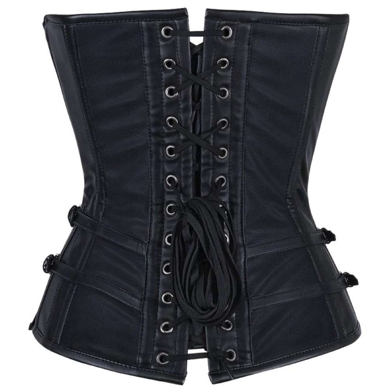 Gothic Faux Leather Corset Sexy Corset Steel Boned Overbust Corset